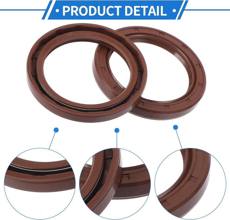 VekAuto Universal Oil Seal TC Double Lip W Steel Spring Seal Ring Rotary Shaft Seal 45x60x7mm High Pressure FKM Rubber Brown 2 Pcs - Image 5